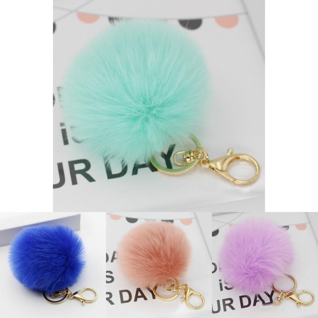 Adorable Cute Soft Rabbit Fur Ball Plush Key Chain For Bags And Car Accessories