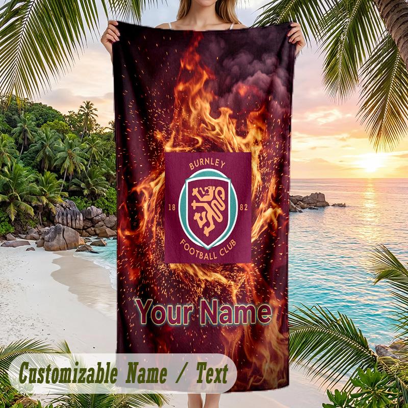 Beach Towel Burnley Football Print Custom Name Text Soft Towel for Swimming Pool