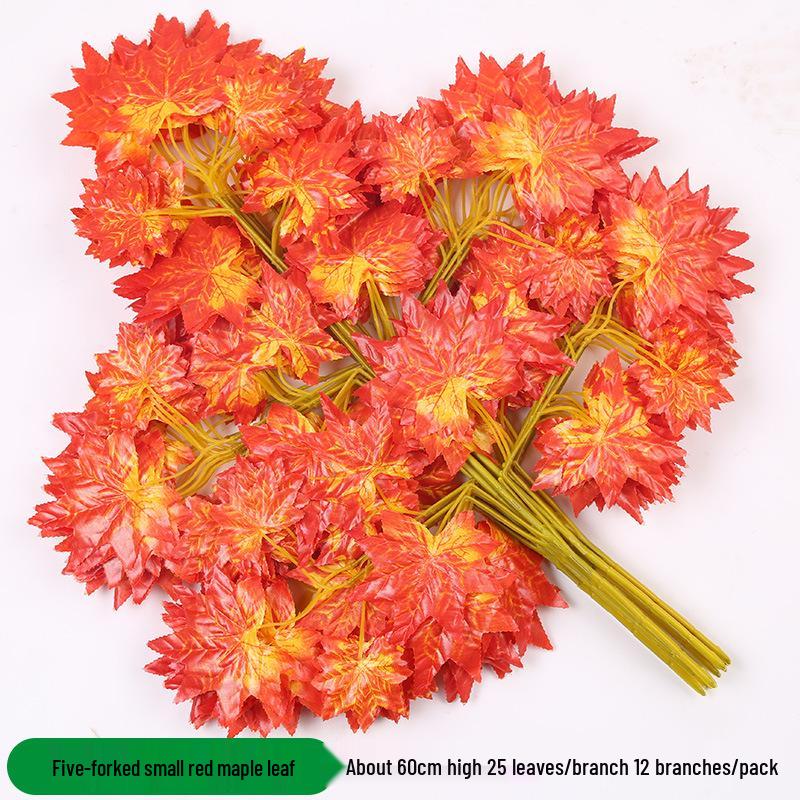 Artificial Red Maple Leaf Branch for Decoration and Landscaping