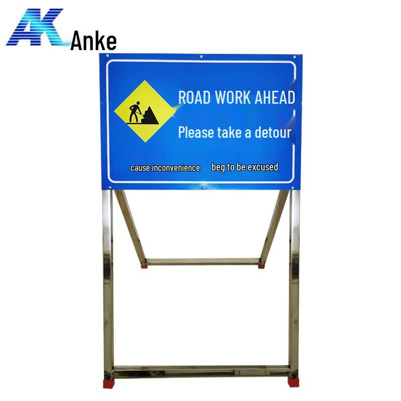 Anke Reflective Stainless Steel Construction Detour Warning Sign