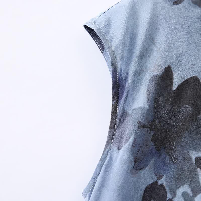 Elegant 6A Grade Mulberry Silk Floral Print Dress