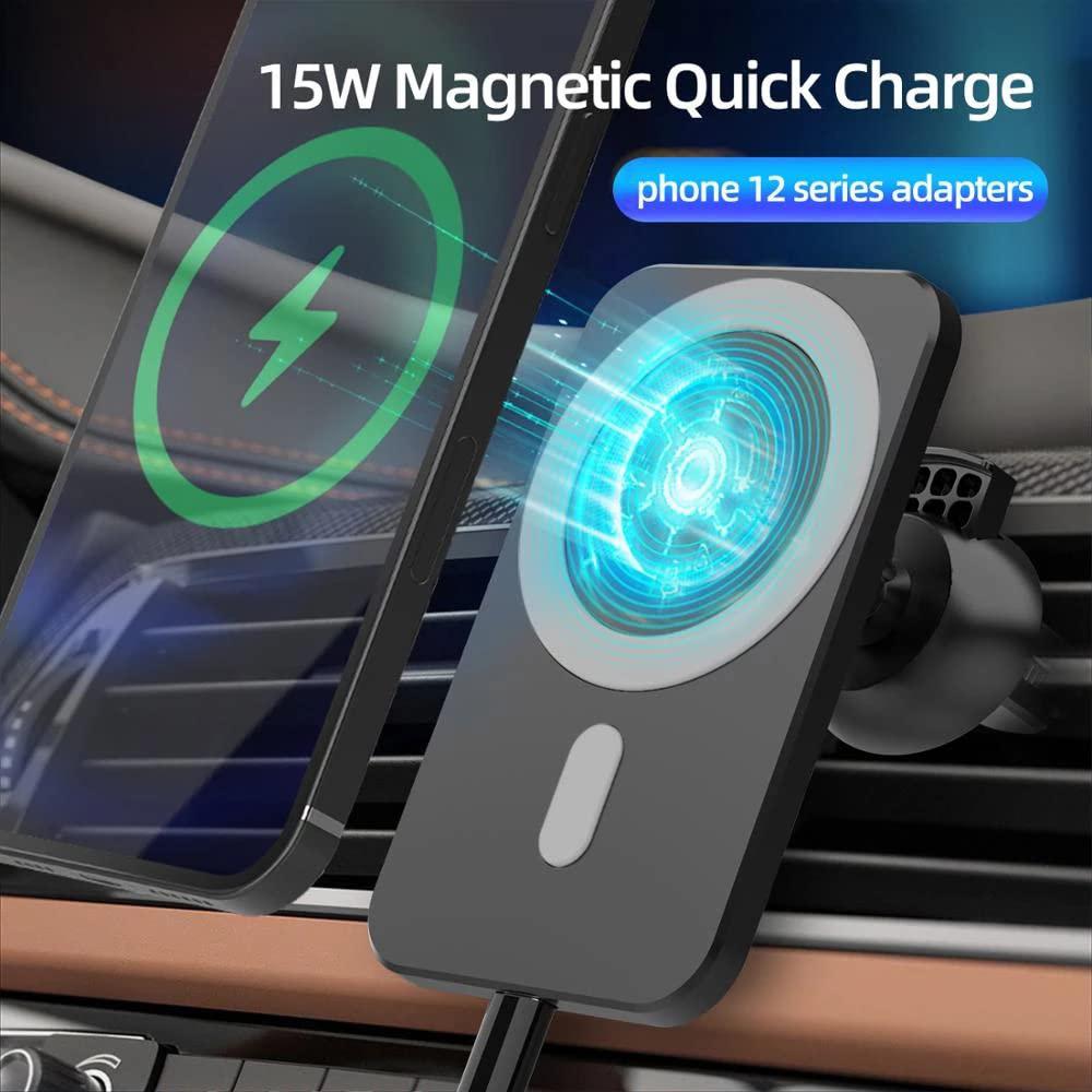 W87 Car Air Outlet Phone Mount Magnetic Wireless Charger Cell Phone Bracket Compatible with MagSafe