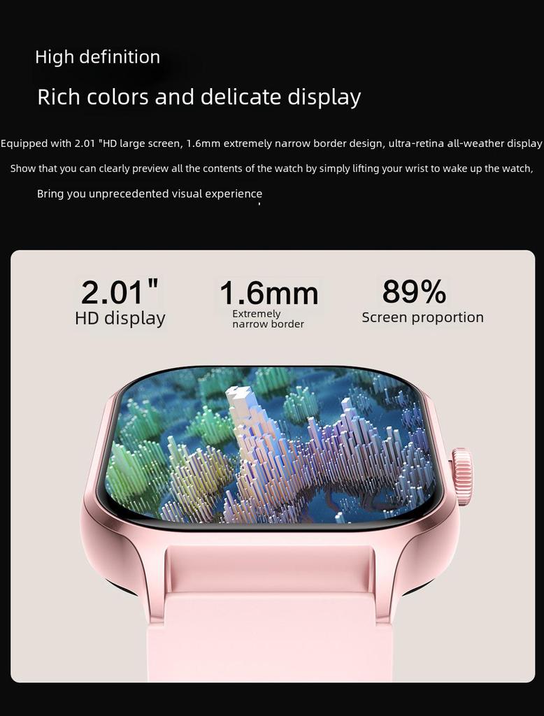 Z49 gtS4 Bluetooth Smart Watch Bracelet - 2.01" Screen with Sports Mode and Heart Rate Monitor