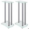 Speaker Stands - vidaXL - Tempered Glass - Aluminum - Silver - 2 Pieces