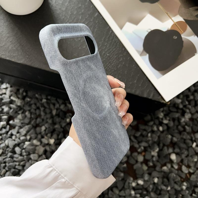 Simple Matte Cowboy Cloth Texture Leather Wireless Charging Magnetic For Magsafe Case For Google Pixel 9 8 7 Pro XL 7A 8A Cover