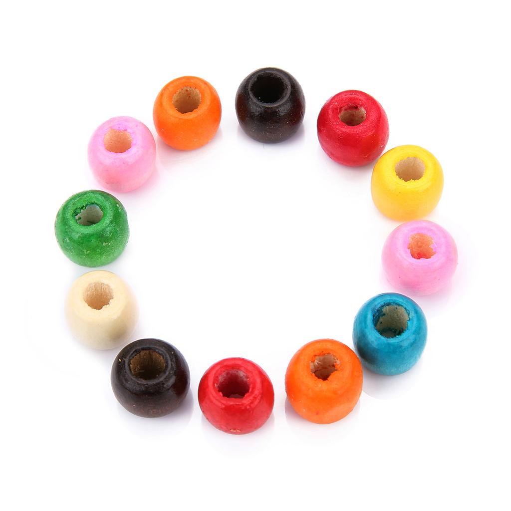 50-100pcs/lot Maple Wood Beads Color Barrel Shape Spacer Big Hole Beads for DIY Charms Jewelry Making Kid's Toy Accessories