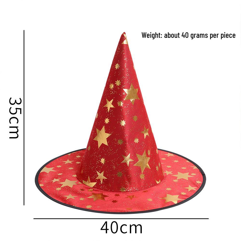 Wizard Costume Halloween Hat with Five-Pointed Stars for Kids and Adults