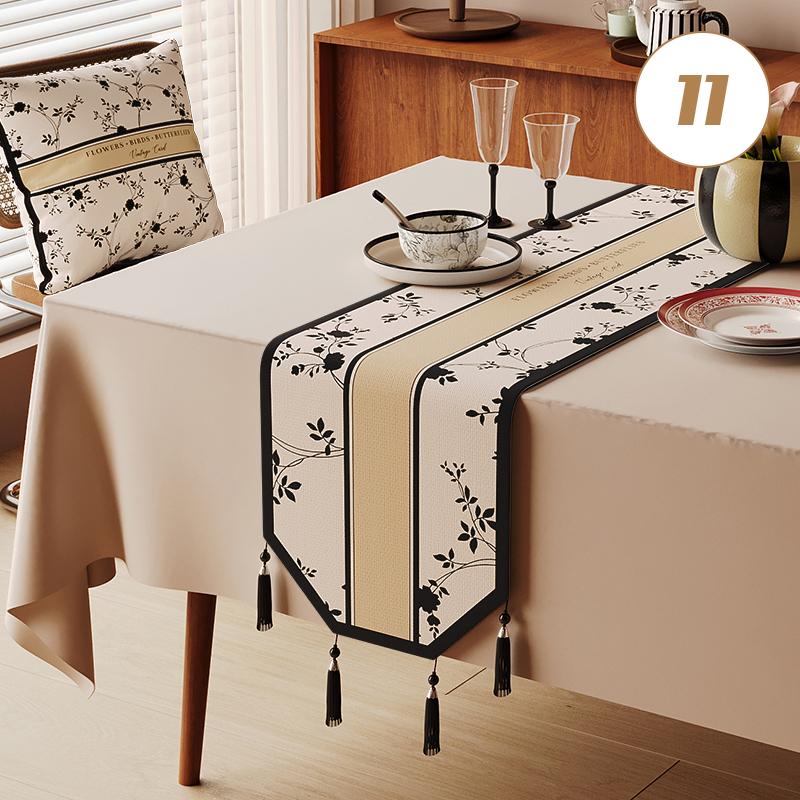 Chinese Traditional Table Runner Cotton And Linen Tea Table Mat Tassel Lace Table Cover Home Decor TV Cabinet Table Runners