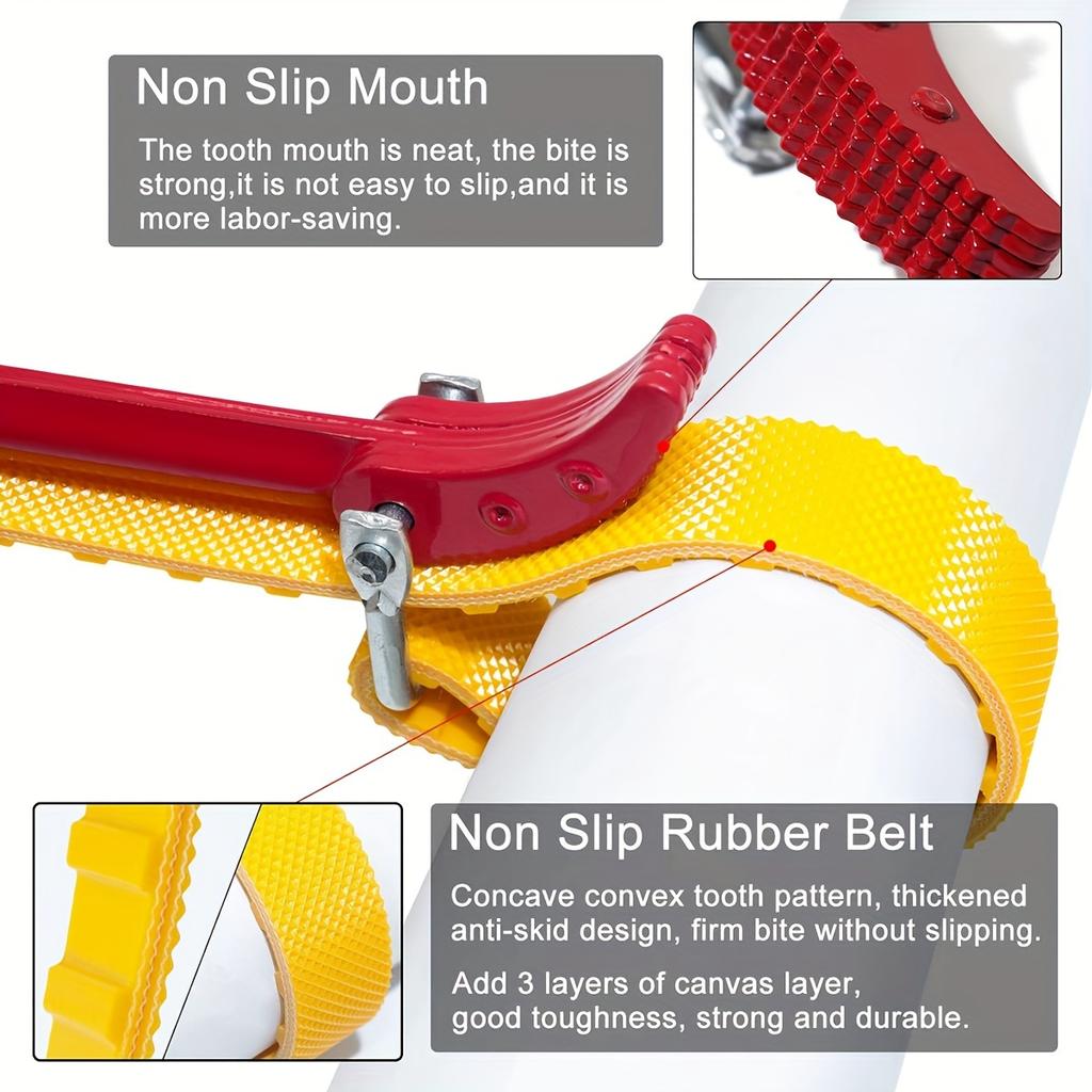8/12 Inch Adjustable Belt Wrench Oil Filter Puller Removal Tool Strap Spanner Wrench Chain Wrench Strap Opener Disassembly Tool