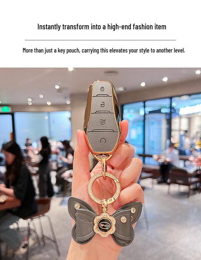 Compatible with BYD Yuan UP, Yuan PLUS, Yuan PRO: Men's and Women's Key Bag Set with Shell Buckle.