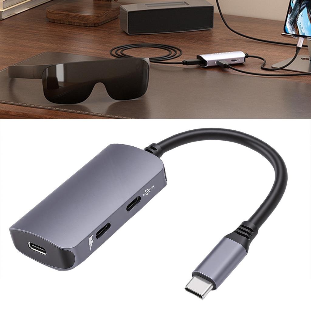 USB C To AR Glasses Adapter PD 100W Fast Charging 4K 60Hz Dual USB C AR Glasses   and Play Adapter Fit for   2