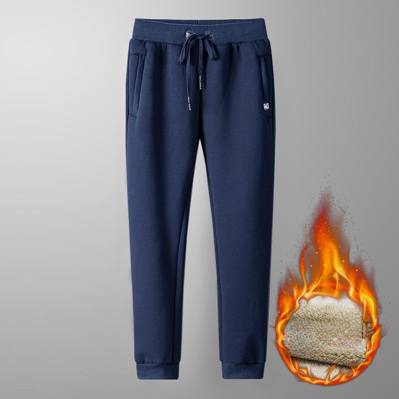 Pantaloni per sport invernali Pantaloni da uomo con piedi piccoli imbottiti in lana di agnello ispessita Pantaloni in cotone caldo Pantaloni casual da uomo con coulisse slim