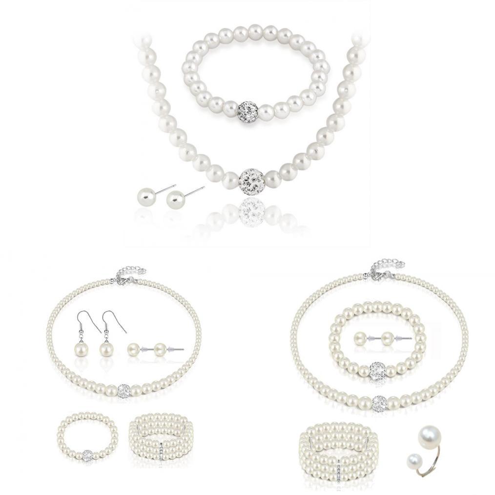 Artificial Pearl Jewelry Set For Women With Heart Water Drop And Bell Designs For Elegant Occasions