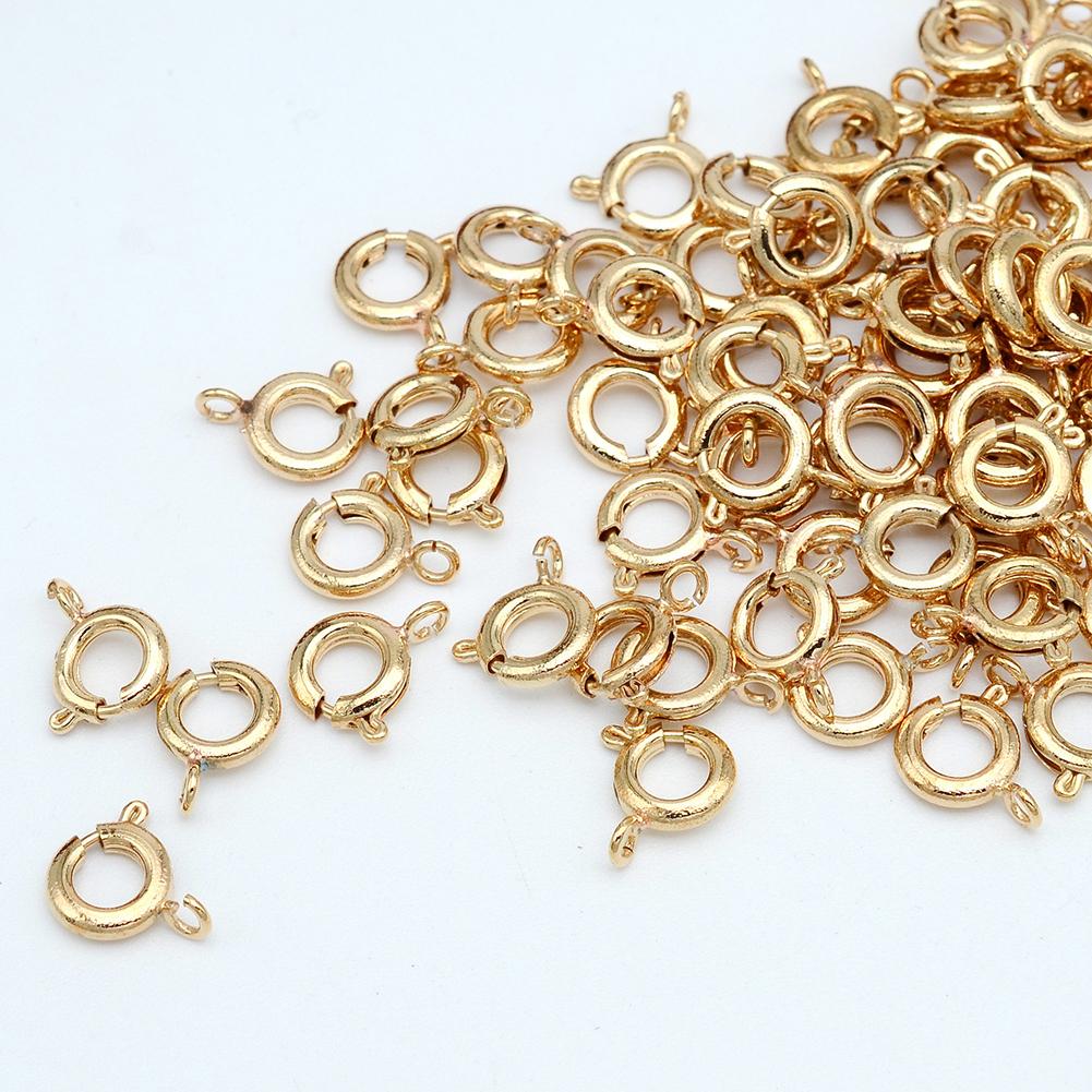 10Pcs Pure Copper Plated O Spring Clasps Round End Connectors For DIY Bracelet Jewelry Making Accessories