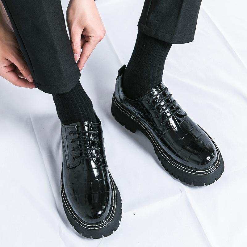 Fashion Fashion Thick Bottom Man Oxford Footwear Lace-Up Outdoor Male Shoes Fashion Casual Shoes Artificial Leather Mens Business Shoes