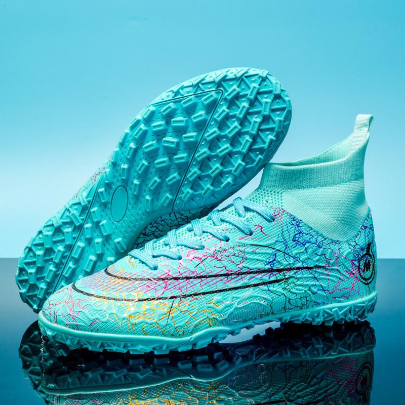 2025 New High-top Football Shoes for Children, Men and Women, Mandarin Ducks, Broken Nails TF Artificial Turf Training Shoes for Women