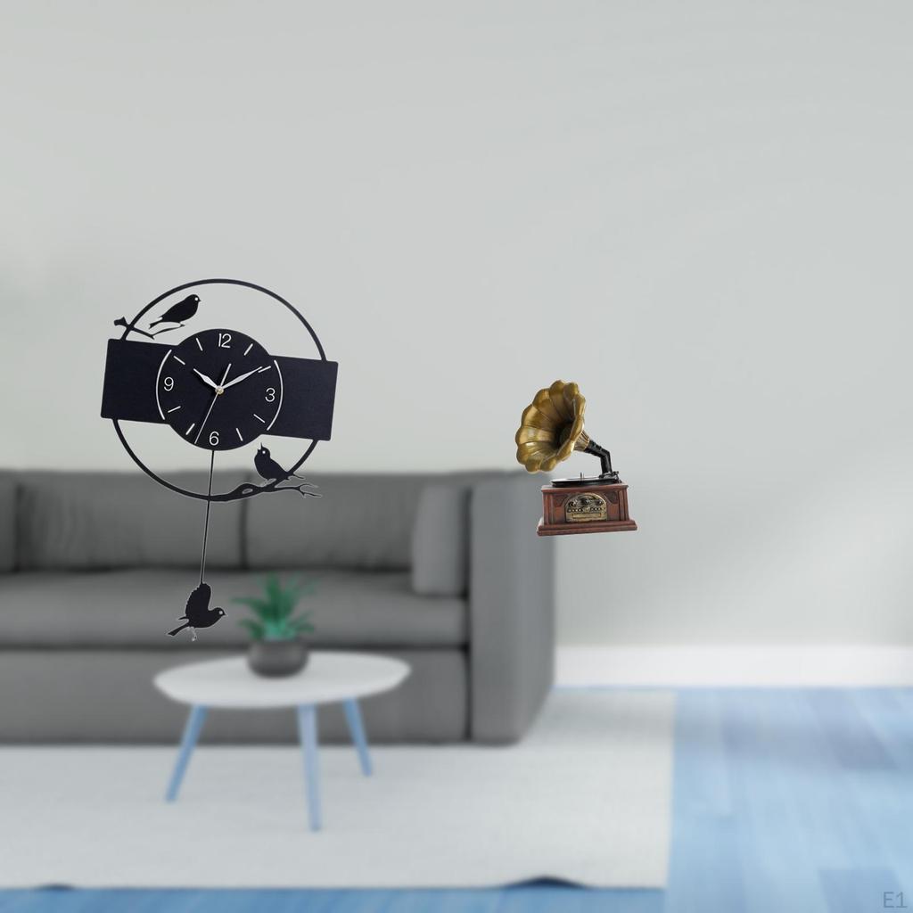 Minimalist Wall Clock Vintage Resin Figurine Retro Ornament for Living Room Kitchen Study