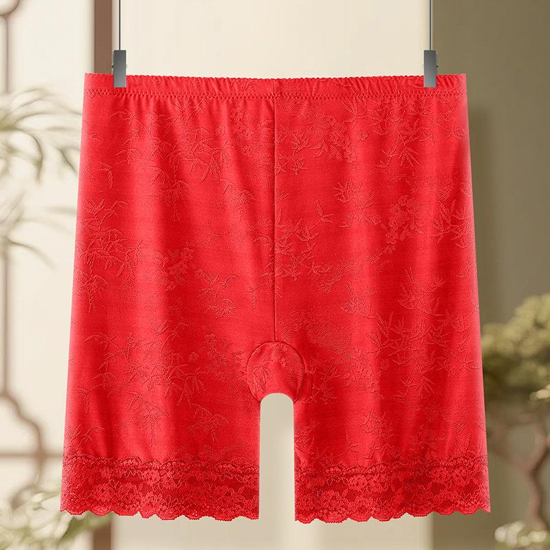 Plus Size Female Summer Lace Flower Border Guard Goes Without Trace High Waist Safety Leggings