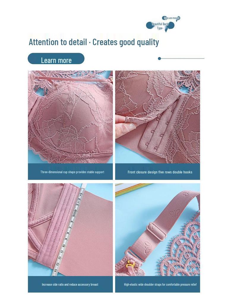 Plus Size Front Closure Wirefree Bra - Adjustable, Anti-Sagging, Side Support, Large Cup, Summer