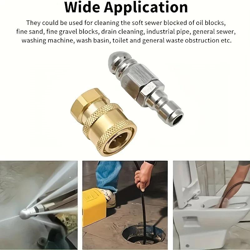 5000 PSI High Pressure Sewer Nozzle - 1/4'' Quick Connect Multi-Port Spray High Pressure Jet Tool