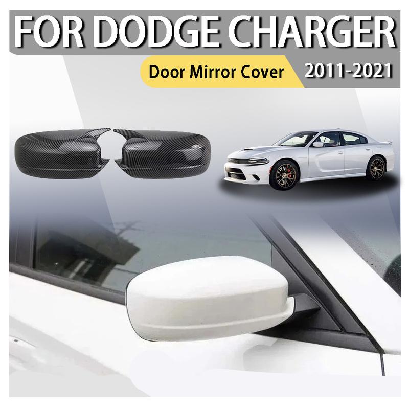 Door Horn Rear View Case Trim Carbon Fiber For Dodge Charger 2011- Car Rearview Side Mirror Cover Wing Cap Exterior Sticker