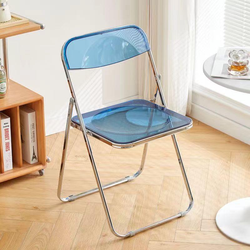 Trendy Clear Acrylic Folding Chair - Simple, Thickened Design for Makeup, Dining, or Home