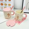 Cute High Value Cartoon Bear Mug with Lid Spoon Ceramic Water Cup for Girls Practical Birthday Gift for Friends