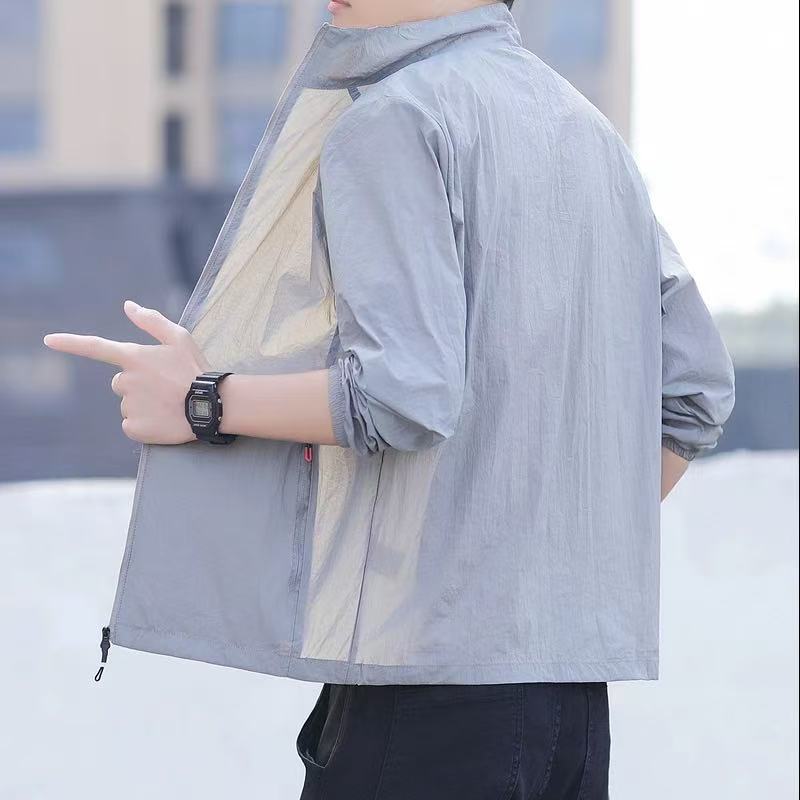 

Summer coat men s jacket thin light breathable sunscreen clothes quick drying casual men s outdoor sports skin trench coat 3XL Recommended 145-77.5kg