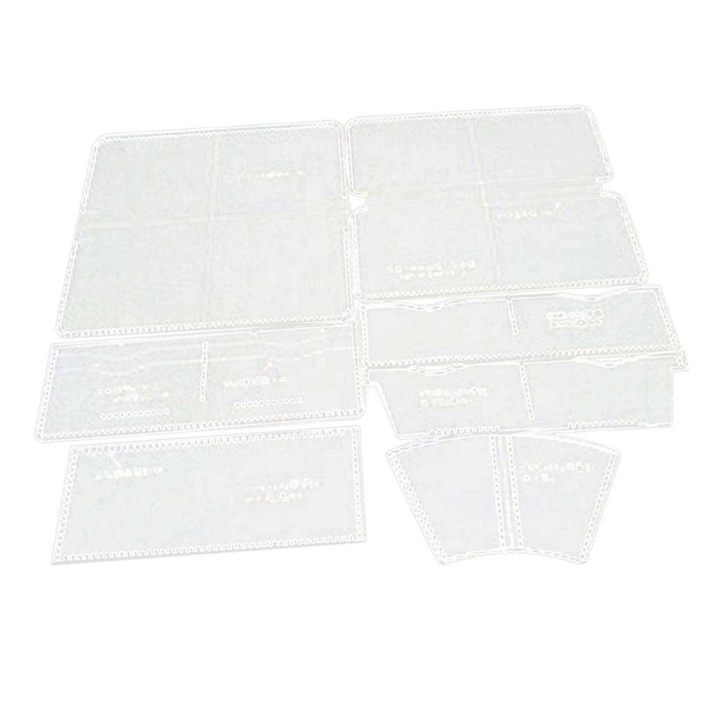 7Pcs Leather Craft Clear Acrylic Clutch Bag Pattern Stencil Template Tool