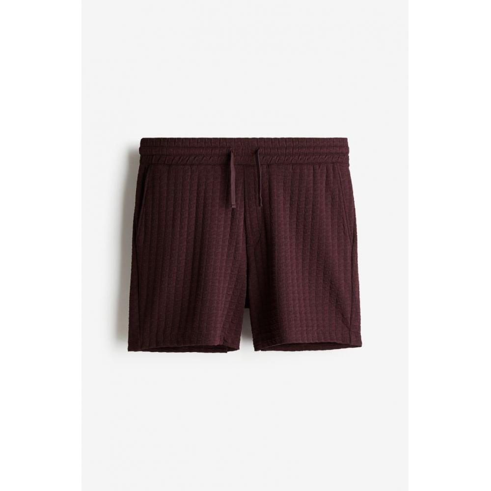 H M Regular Fit Textured Sweat sHorts pluM Purple