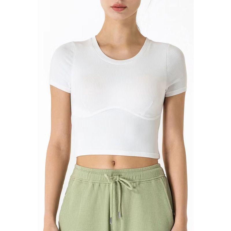

Lulu with Chest Pad Short Breathable Fitness Running Yoga White short sleeve S