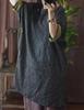 Vintage Linen Striped Blouse Women Summer Chinese Style Half Sleeve Loose Button Shirt Top