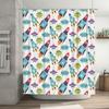 Space Ship Shower Curtain Cartoon Rockets Aliens Pattern for Bathroom Decorations Blue Green Red Black White Waterproof Fabric C