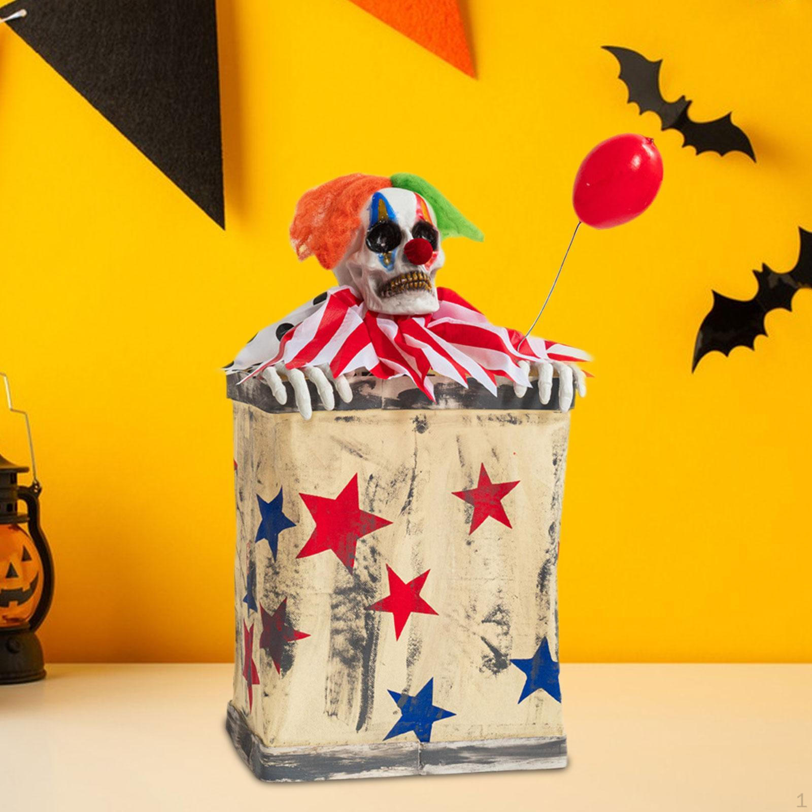 

Clown in Box Halloween Decoration Theme Park Layout Home Decor Luminous LED Eyes Jumping Prop