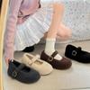 Winter Design Fur Women Mary Jane Shoes Concise Soft Sole Outdoor Shoes Ladies Comfort Warm Cotton Flats Shoes