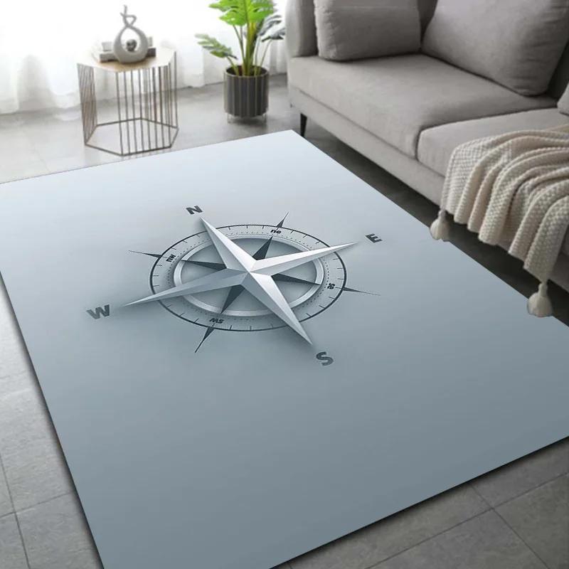 Retro Compass Map World Map Area Rug,Carpet Rug for Living Room Bedroom Sofa Decoration,Kitchen Doormat Non-slip Floor Mat Cool
