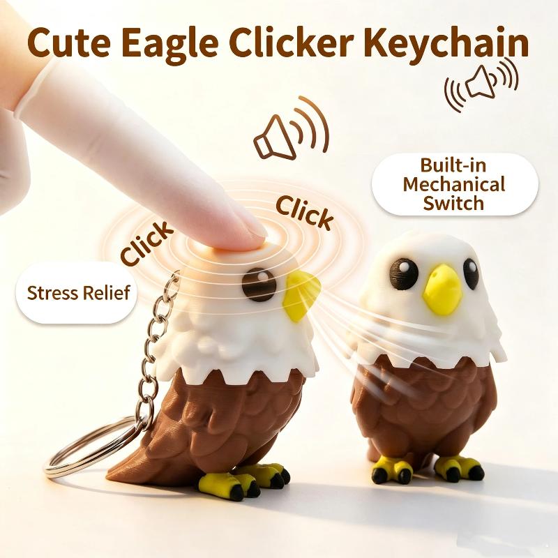 Creative Mini Fidget Keychain Built-in Mechanical Buttons Cute Frog Eagle Chick Broccoli Design for Bag Pendant Party Favors