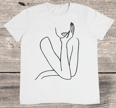 One Line Art Woman Abstract Women T shirtArt T Shirt %100 Premium Cotton