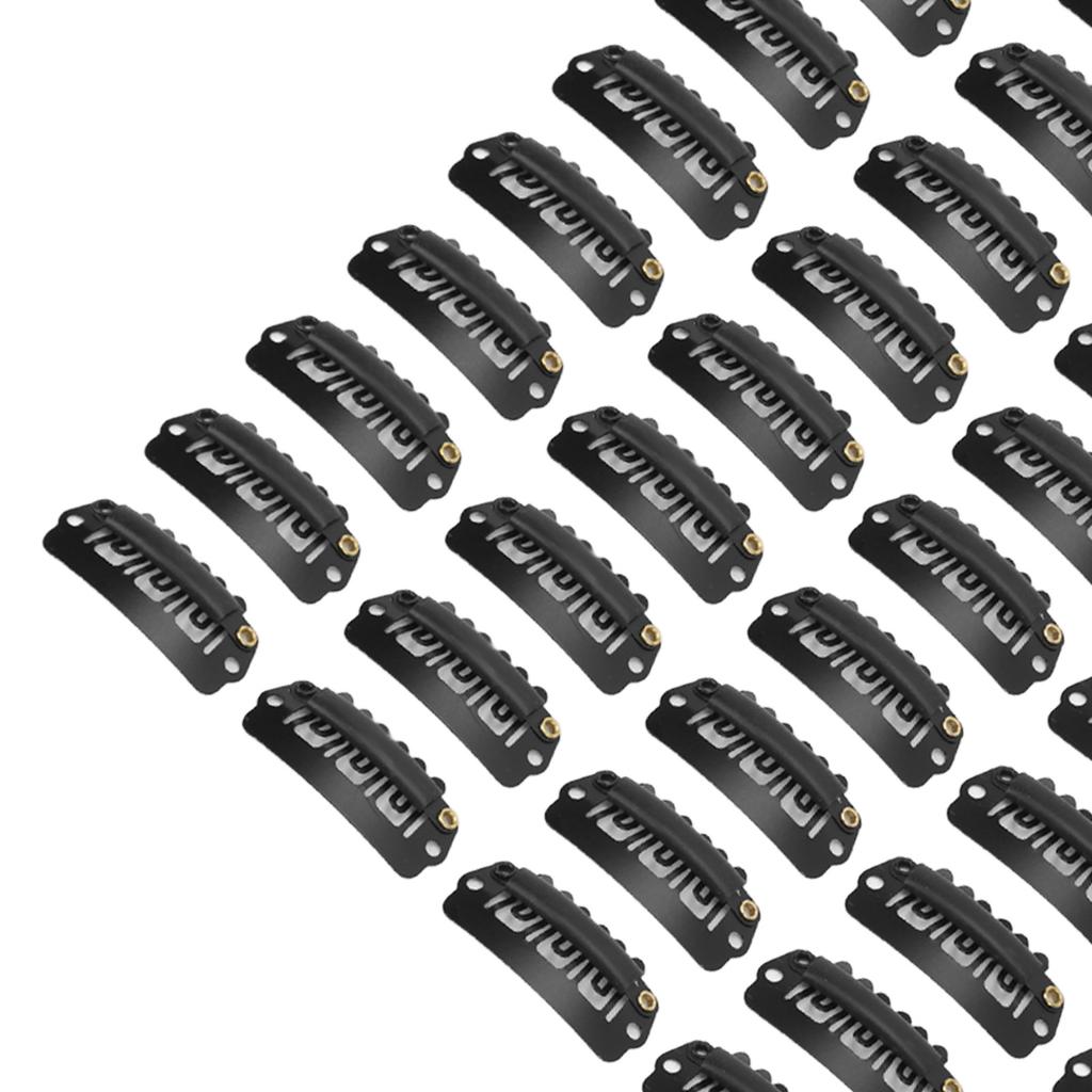 Haar-/Perückenklammern, Edelstahl, U-förmig, 6 Zähne, für Haarverlängerungen, Haarteile, Schwarz, 2,8 cm, 50 Stück