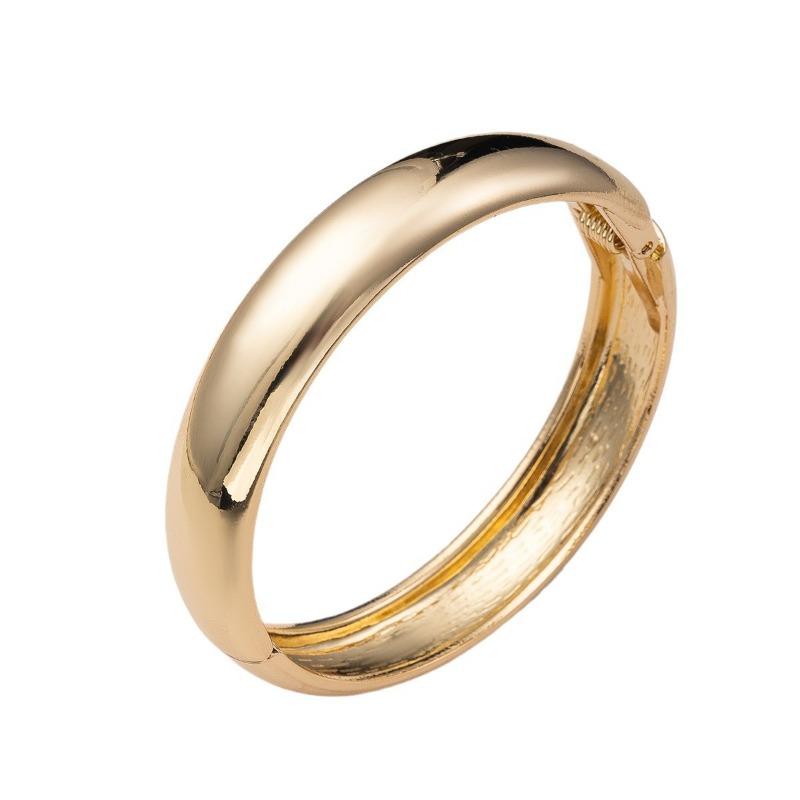 Open Bracelet Jewelry Fashion Smooth Surface Simple Metal Wind Wide Version Round Spring Bracelet Women