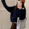 Hooded pullover sweater women's solid color simple lazy loose design autumn and winter new thick knitted sweater