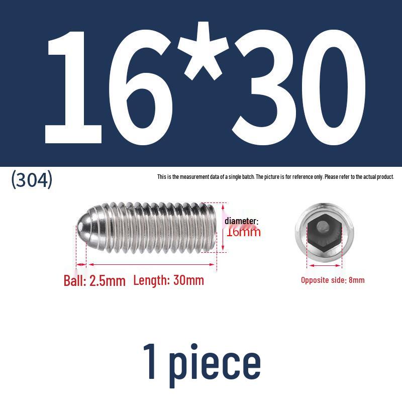 Stainless Steel Ball Plunger Set: M2.5-M16 Ball Screw Positioning Spring Plunger