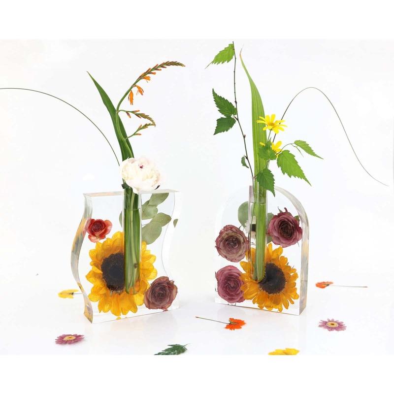 Resin Mold for Plant Propagation Station Vase Silicone Mold Oval Wave Shaped Flower Pot with Test Tube for Hydroponic