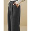 INMAN Women's Grey Series Wool Blend Straight-Leg Pants