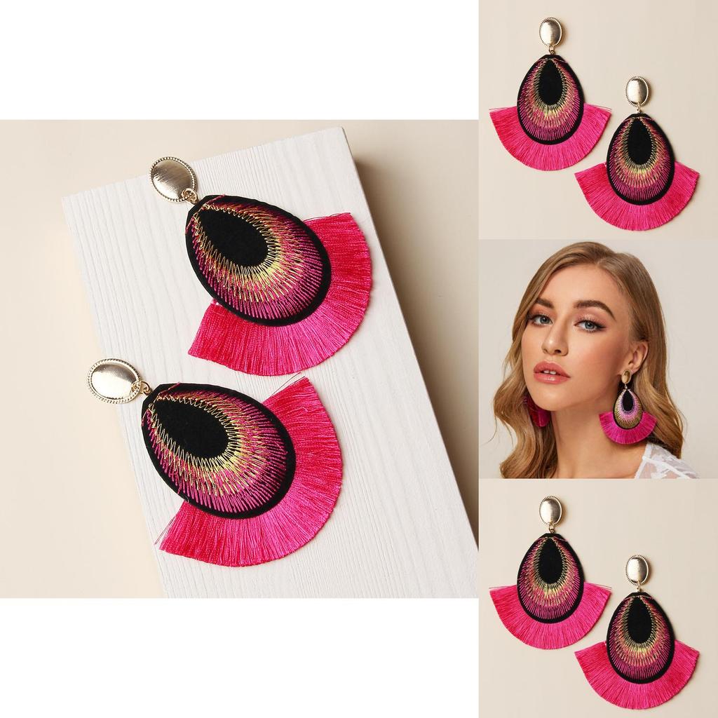 Embroidered Feather Earrings With Unique Animal Design For Womens Party And Gift Use