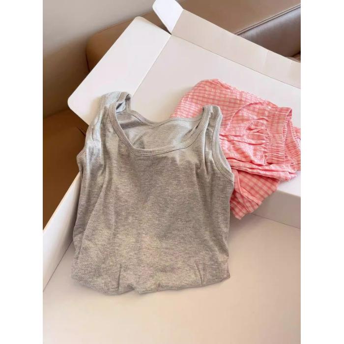 Women's Summer Padded Strappy Camisole and Pants Pajama Set - Imitation Cotton Cloud Lapel