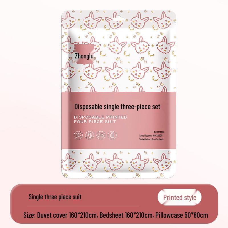 Travel Disposable Double Bed Sheet & Duvet Cover Set - 4 Pieces