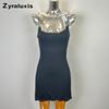 Korean Dongdaemun New Sexy Bodycon Sling Dress with Leaf Detail