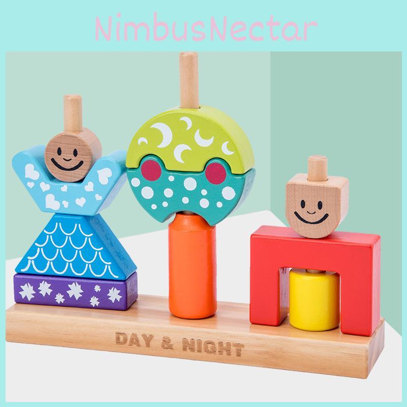 Building Kids Blocks Educational Toy Baby Color Cognition Wooden Set Assembly