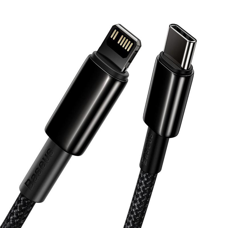 Baseus Tungsten Gold USB-C To Lightning Cable, 20W, 5A, PD, 2M (Black)